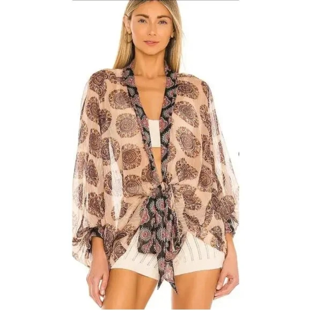 Free People Kantha Shimmer Tie  Kimono